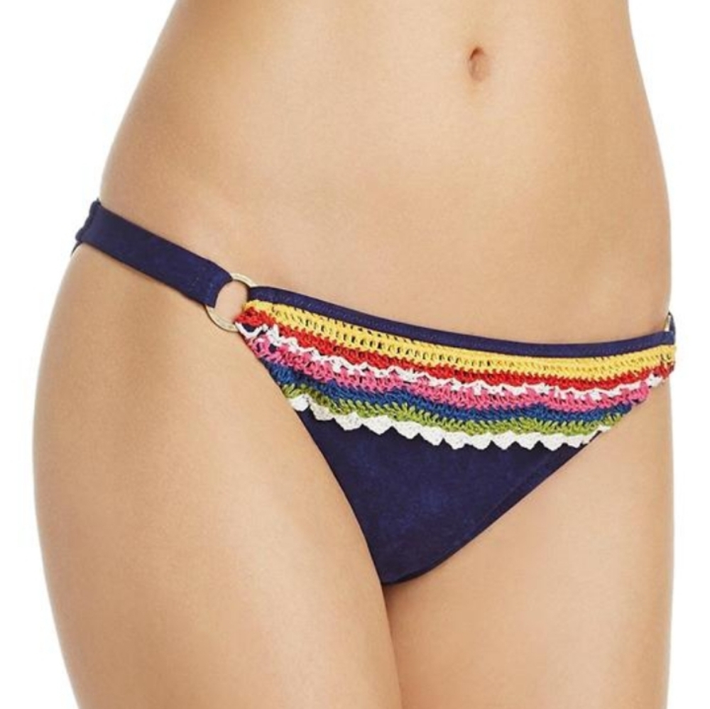 Nanette Lepore navy crochet denim bikini bottom